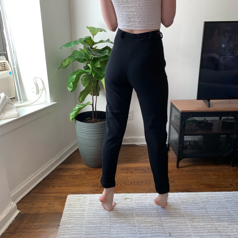 Ribbed black business casual trouser